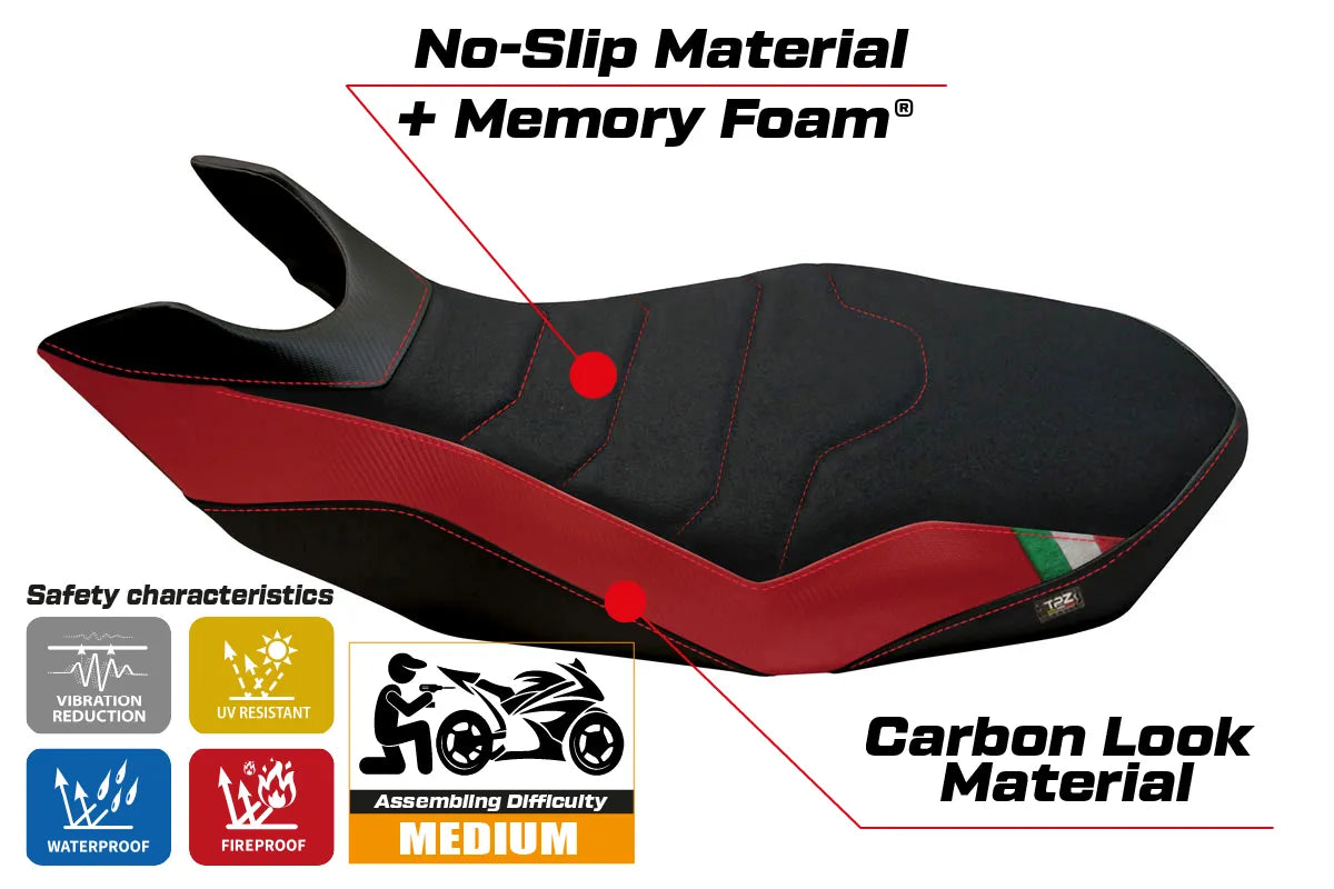 Seat cover compatible - Ducati Hypermotard 796 / 1100 / 1100 EVO 2007 - 2012 - mod Medea 2 Comfort System