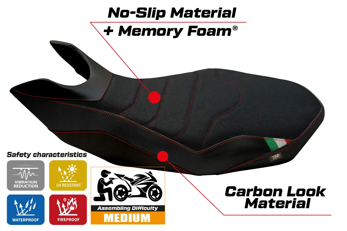 Seat cover compatible - Ducati Hypermotard 796 / 1100 / 1100 EVO 2007 - 2012 - mod Medea 2 Comfort System
