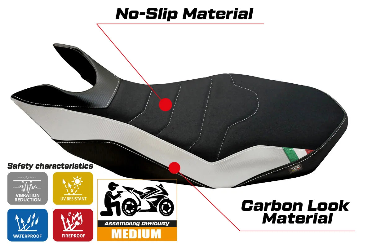 Seat cover compatible - Ducati Hypermotard 796 / 1100 / 1100 EVO 2007 - 2012 - mod Ribe 2 Ultragrip
