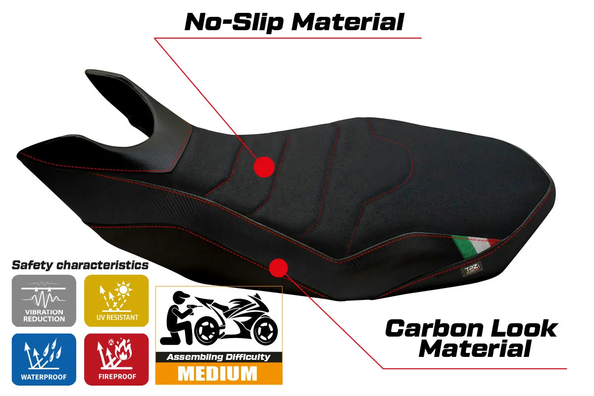 Seat cover compatible - Ducati Hypermotard 796 / 1100 / 1100 EVO 2007 - 2012 - mod Ribe 2 Ultragrip