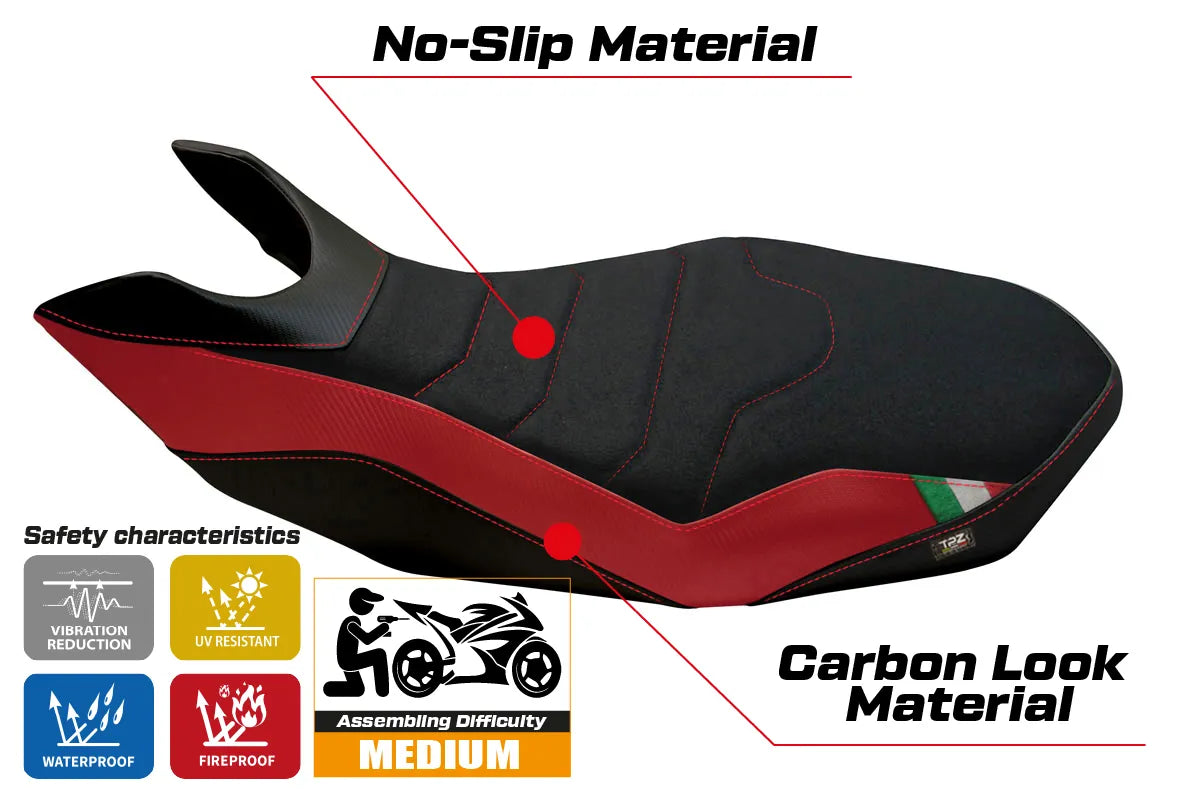 Seat cover compatible - Ducati Hypermotard 796 / 1100 / 1100 EVO 2007 - 2012 - mod Ribe 2 Ultragrip