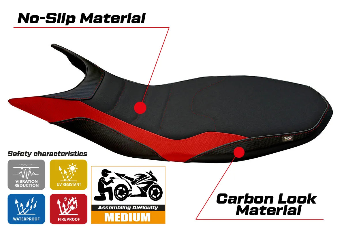 Seat cover compatible - Ducati Hypermotard 821 / 939 2013 - 2018 - mod Megara 1 Ultragrip