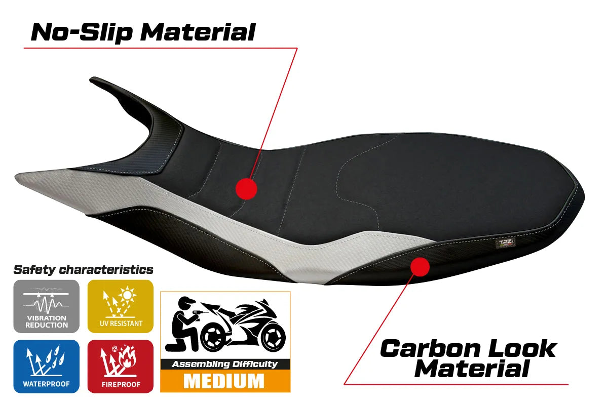 Seat cover compatible - Ducati Hypermotard 821 / 939 2013 - 2018 - mod Megara 1 Ultragrip