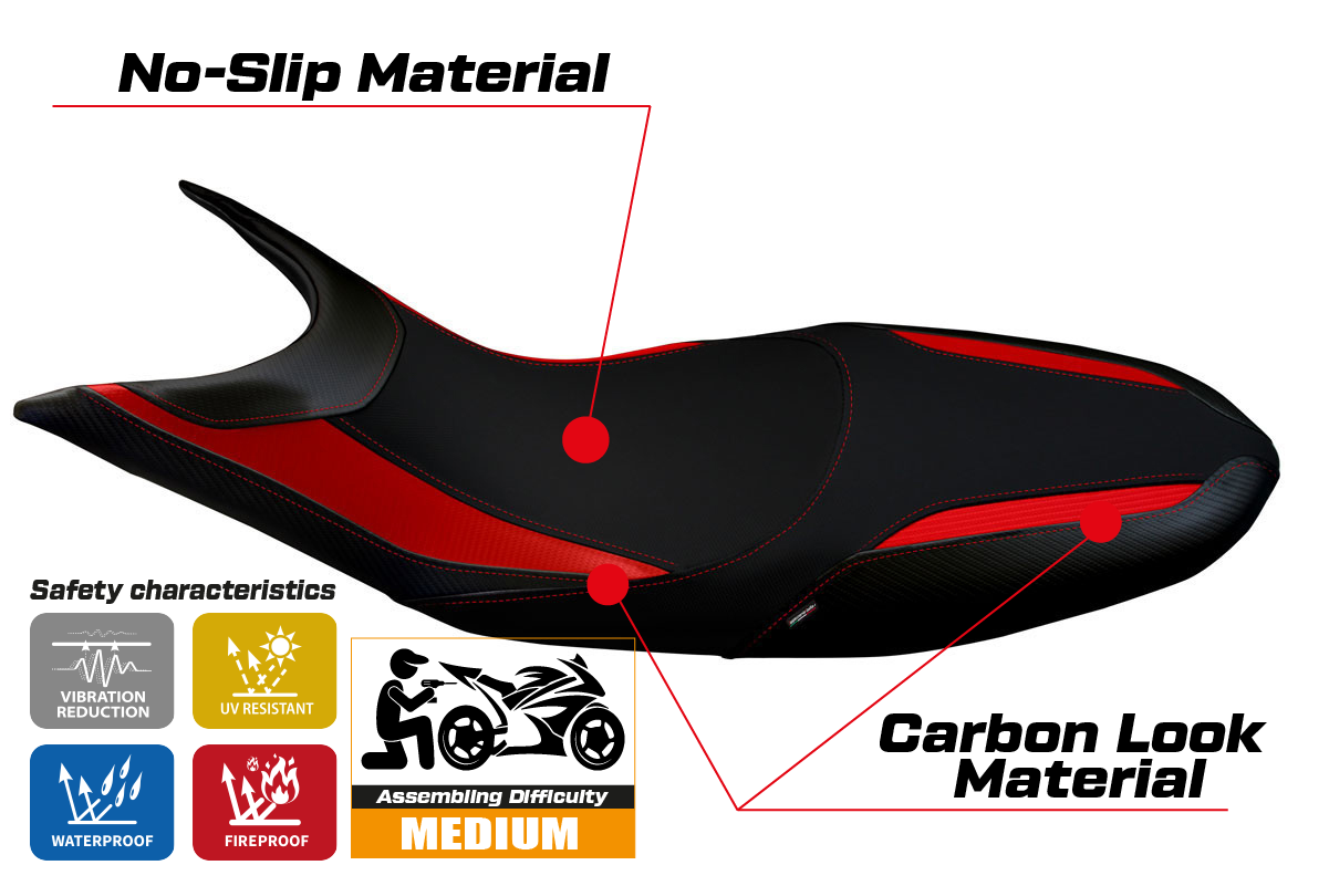 Seat cover compatible - Ducati Hypermotard 821 / 939 2013 - 2018 - mod Scicli 1
