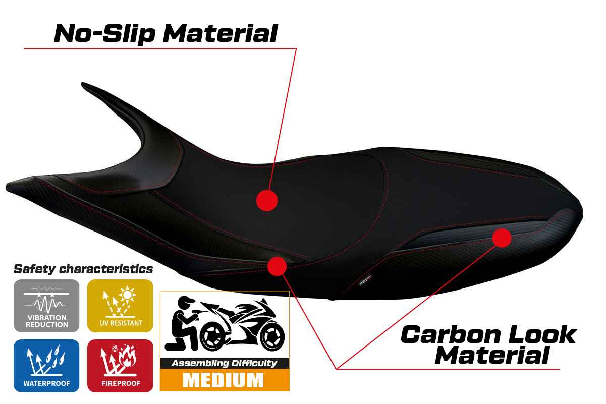 Seat cover compatible - Ducati Hypermotard 821 / 939 2013 - 2018 - mod Scicli 1