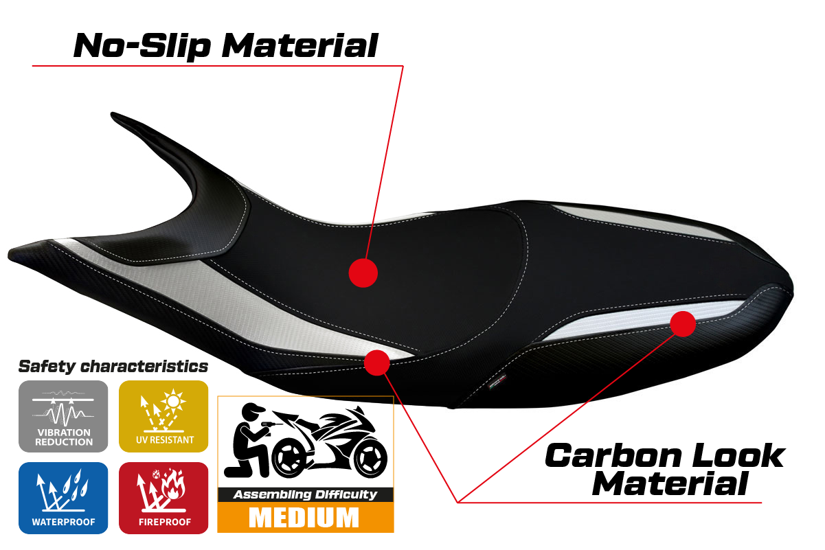 Seat cover compatible - Ducati Hypermotard 821 / 939 2013 - 2018 - mod Scicli 1