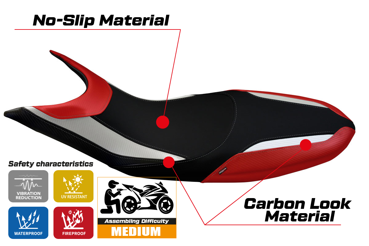 Seat cover compatible - Ducati Hypermotard 821 / 939 2013 - 2018 - mod Scicli Special Color