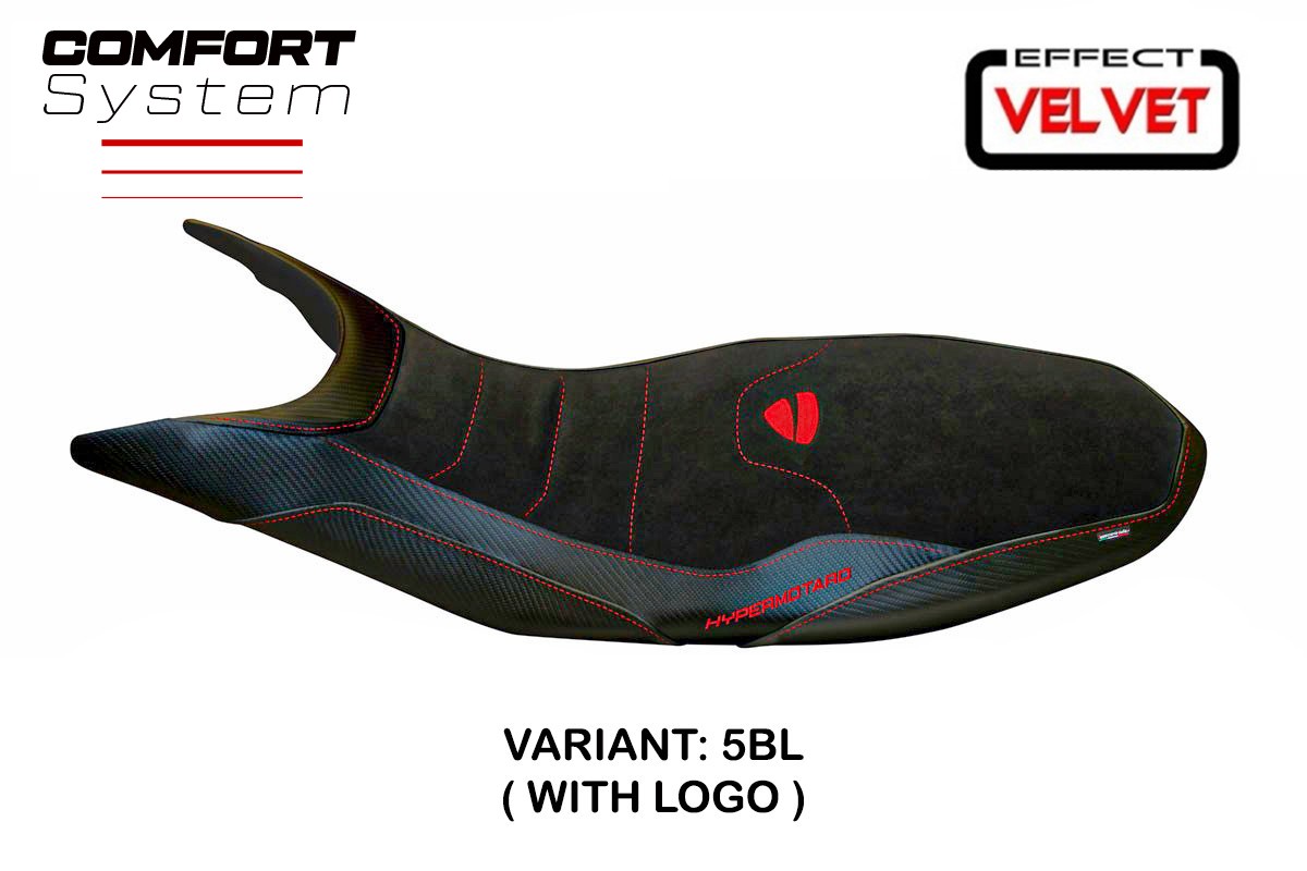 Seat cover compatible - Ducati Hypermotard 821 / 939 2013 - 2018 - mod Varna 1 Velvet Comfort System