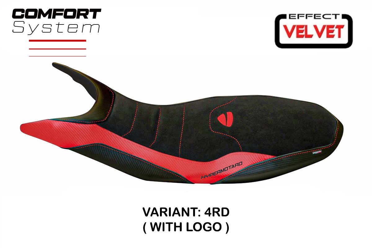 Seat cover compatible - Ducati Hypermotard 821 / 939 2013 - 2018 - mod Varna 1 Velvet Comfort System