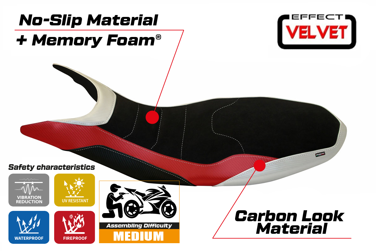 Seat cover compatible - Ducati Hypermotard 821 / 939 2013 - 2018 - Varna Special Color Velvet Comfort System