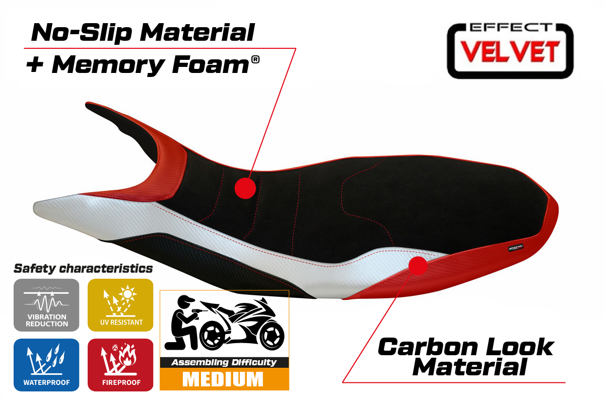 Seat cover compatible - Ducati Hypermotard 821 / 939 2013 - 2018 - Varna Special Color Velvet Comfort System