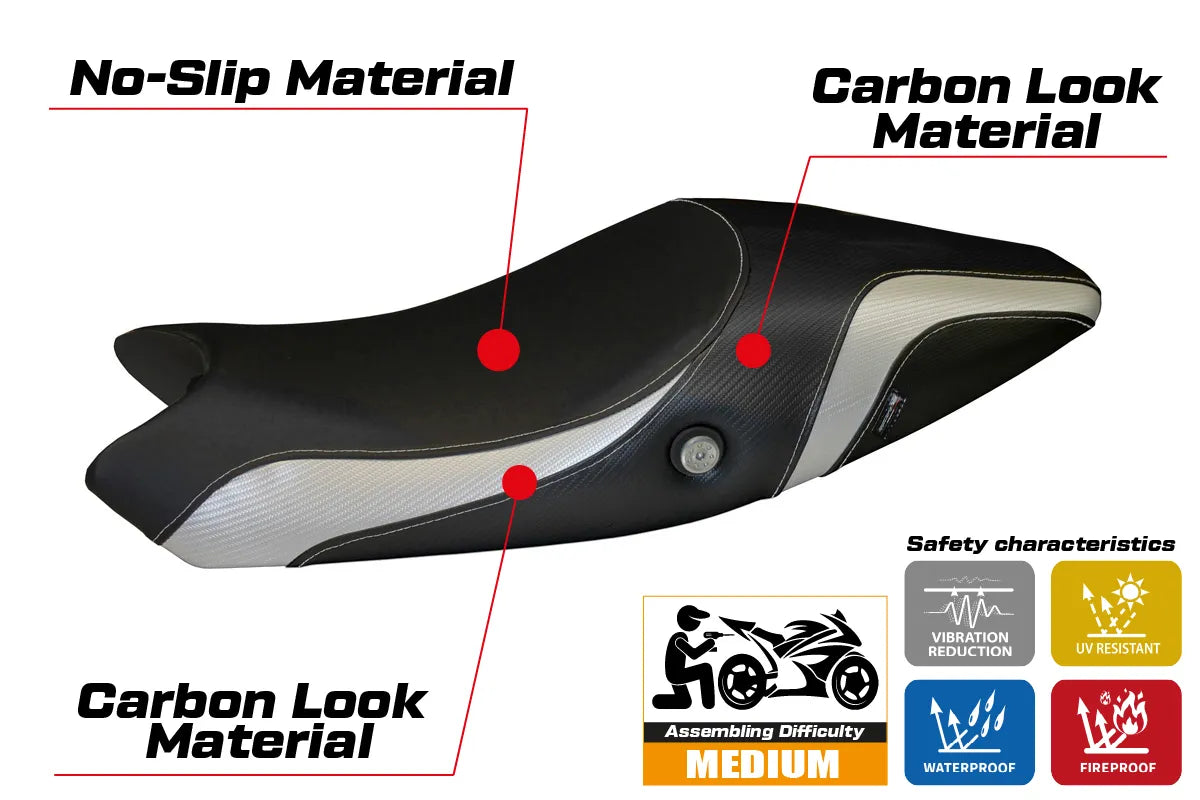 Seat cover compatible - Ducati Monster 696 / 796 2008 - 2014 - mod Logos Carbon Colat