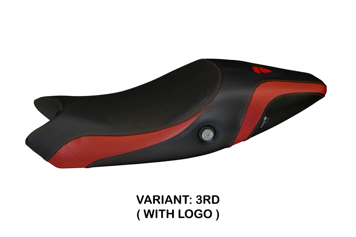 Seat cover compatible - Ducati Monster 696 / 796 2008 - 2014 - mod Logos Carbon Colat