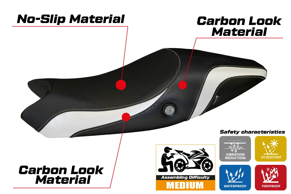 Seat cover compatible - Ducati Monster 696 / 796 2008 - 2014 - mod Logos Carbon Colat