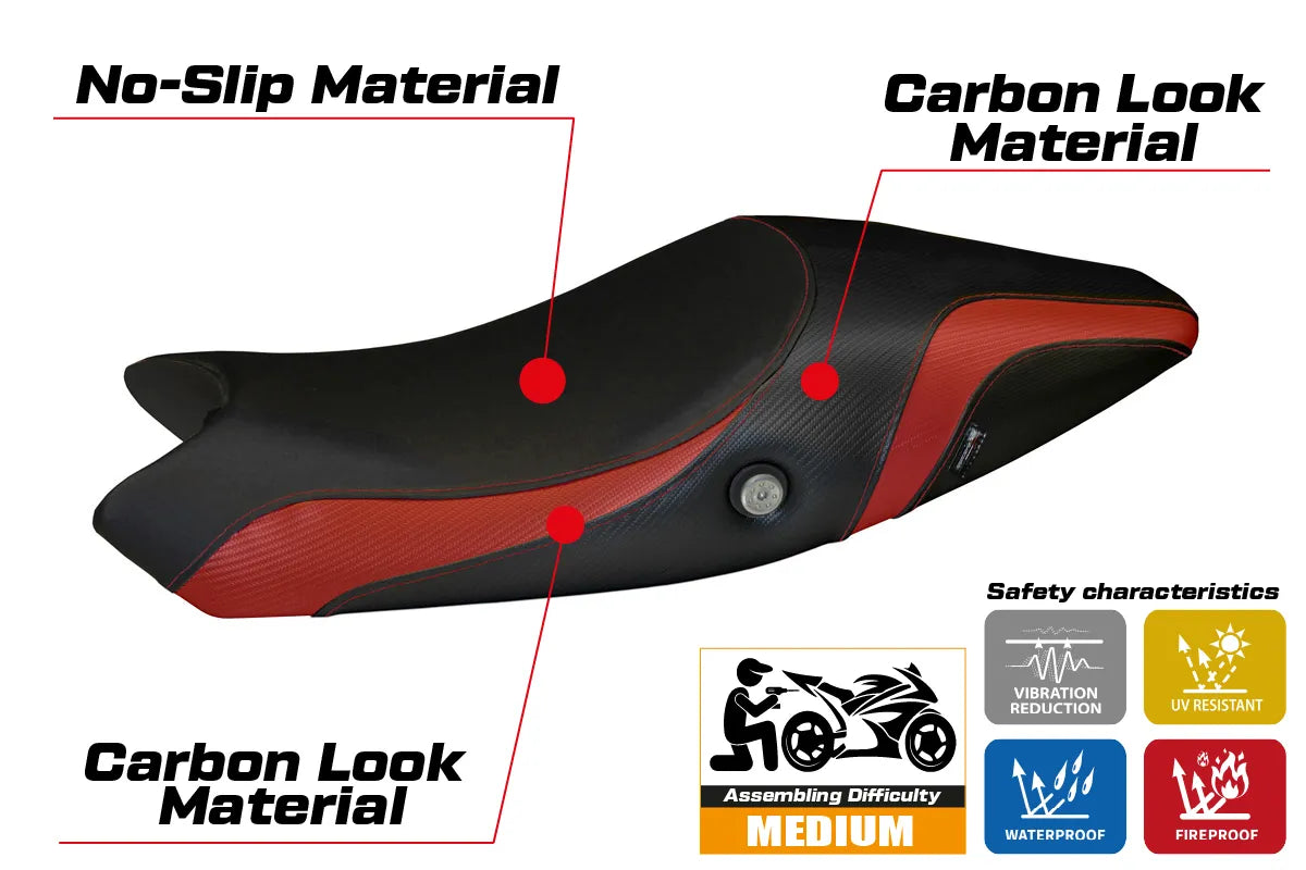 Seat cover compatible - Ducati Monster 696 / 796 2008 - 2014 - mod Logos Carbon Colat