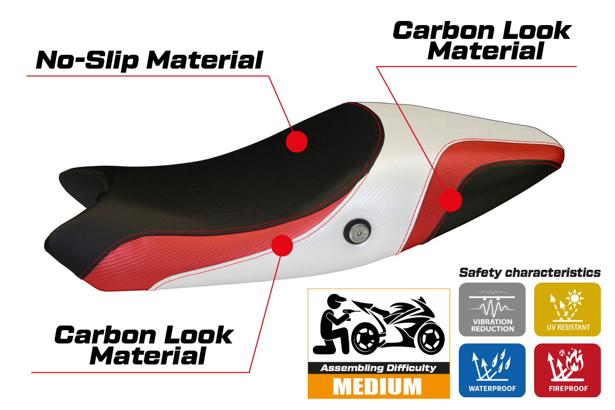 Seat cover compatible - Ducati Monster 696 / 796 2008 - 2014 - mod Logos Special Color