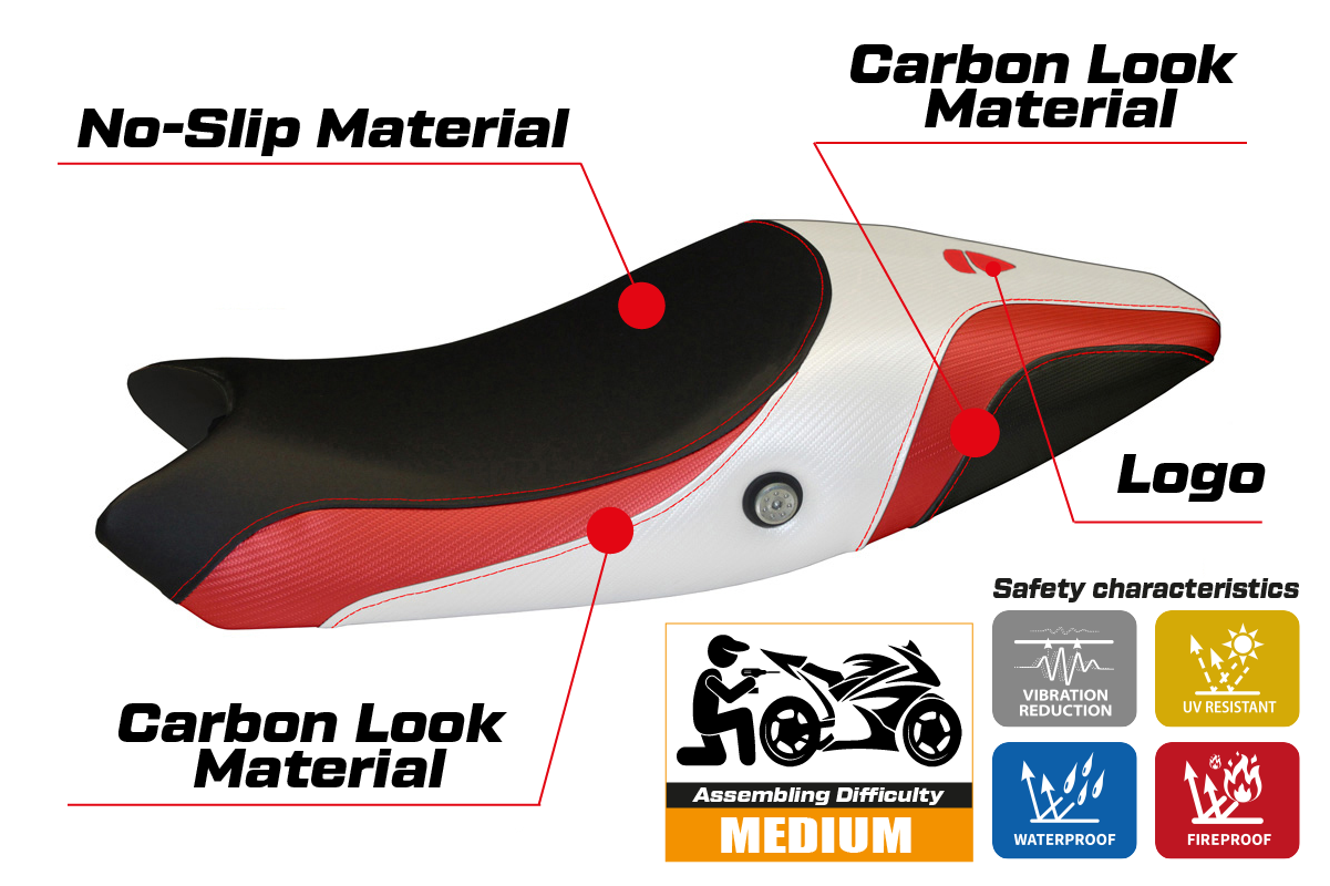 Seat cover compatible - Ducati Monster 696 / 796 2008 - 2014 - mod Logos Special Color