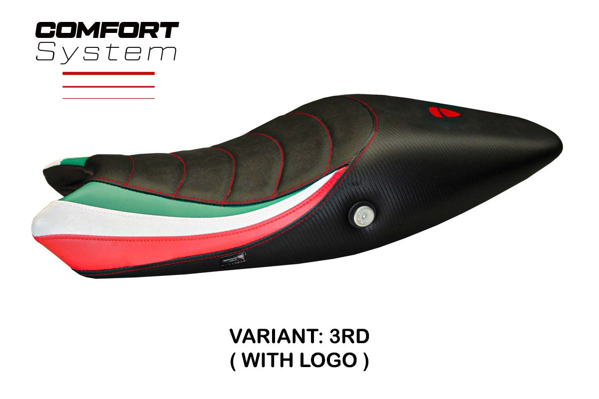 Seat cover compatible - Ducati Monster 696 / 796 2008 - 2014 - mod Tricolat Total Black Comfort System