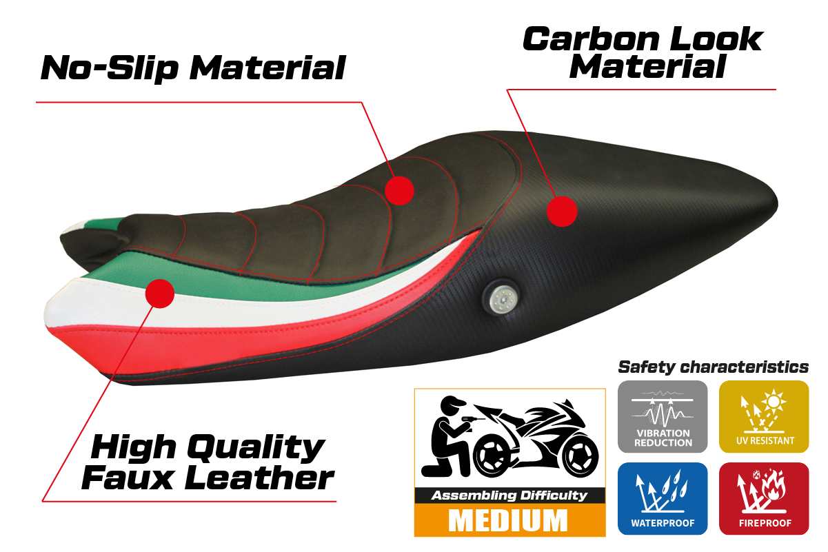 Seat cover compatible - Ducati Monster 696/796 2008 - 2014 - mod Tricolat Total Black