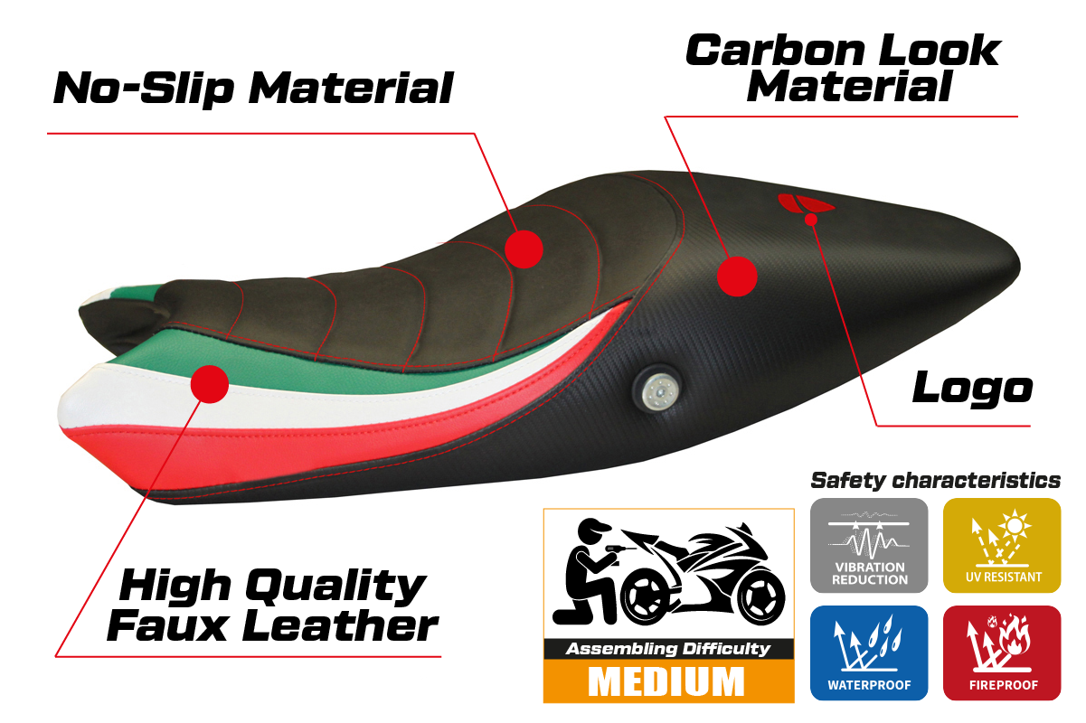 Seat cover compatible - Ducati Monster 696/796 2008 - 2014 - mod Tricolat Total Black
