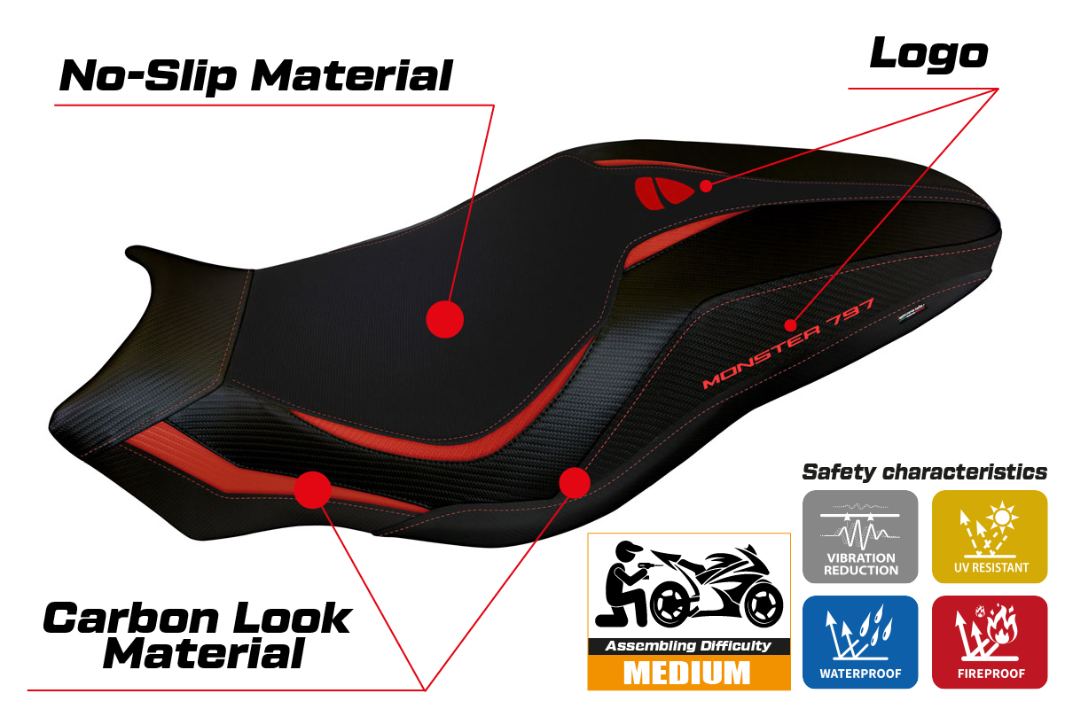 Seat cover compatible - Ducati Monster 797 2017 - 2020 - mod Lipsia 1