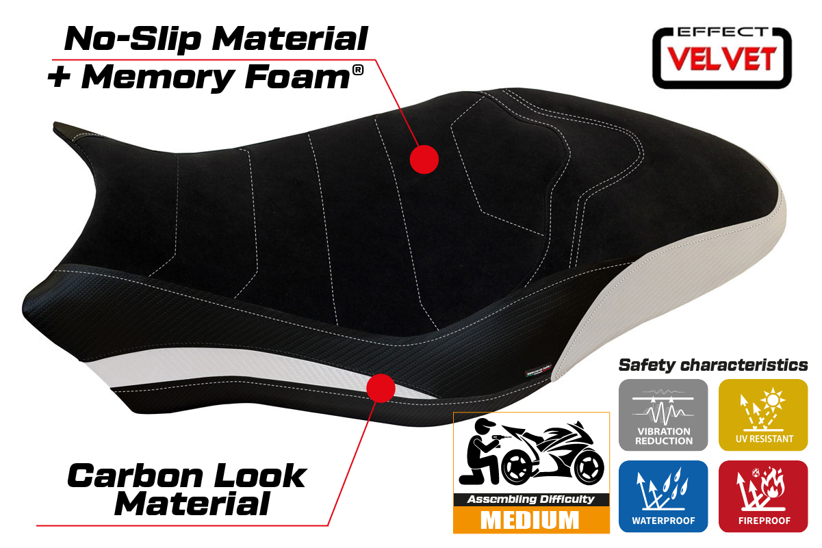 Seat cover compatible - Ducati Monster 797 2017 - 2020 - mod Ovada 1 Velvet Comfort System