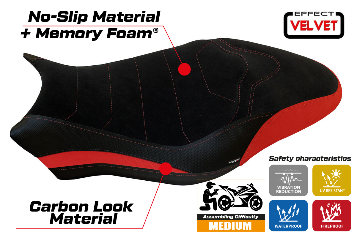 Seat cover compatible - Ducati Monster 797 2017 - 2020 - mod Ovada 1 Velvet Comfort System
