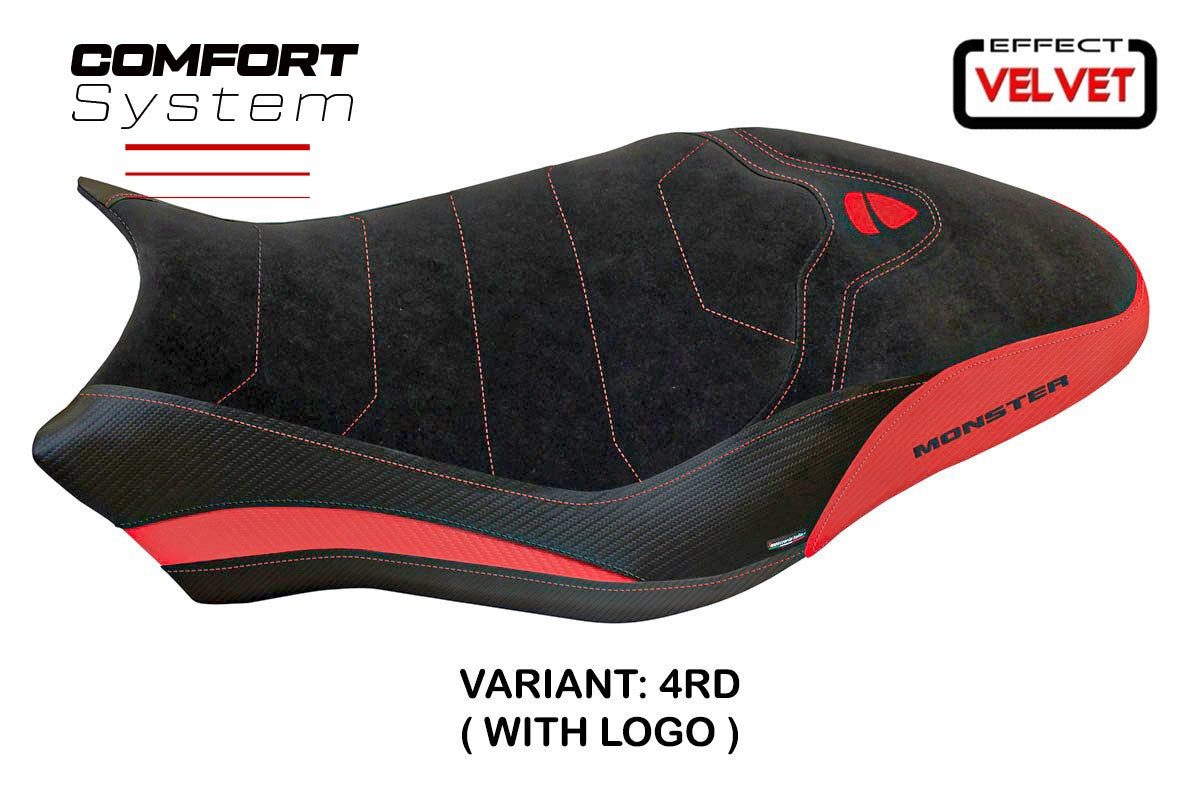 Seat cover compatible - Ducati Monster 797 2017 - 2020 - mod Ovada 1 Velvet Comfort System
