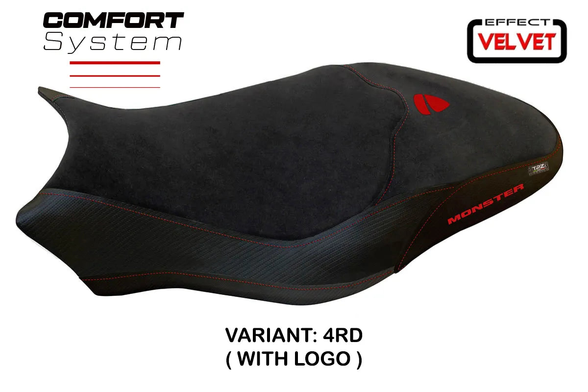 Seat cover compatible - Ducati Monster 797 2017 - 2020 - mod Ovada 2 Velvet Comfort System