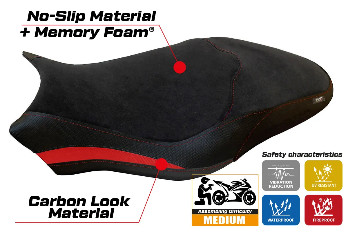 Seat cover compatible - Ducati Monster 797 2017 - 2020 - mod Ovada 2 Velvet Comfort System