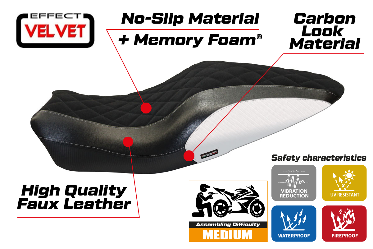 Seat cover compatible - Ducati Monster 821 / 1200 2014 - 2016 - mod Andorra Velvet Comfort System