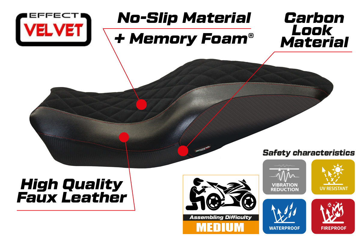 Seat cover compatible - Ducati Monster 821 / 1200 2014 - 2016 - mod Andorra Velvet Comfort System