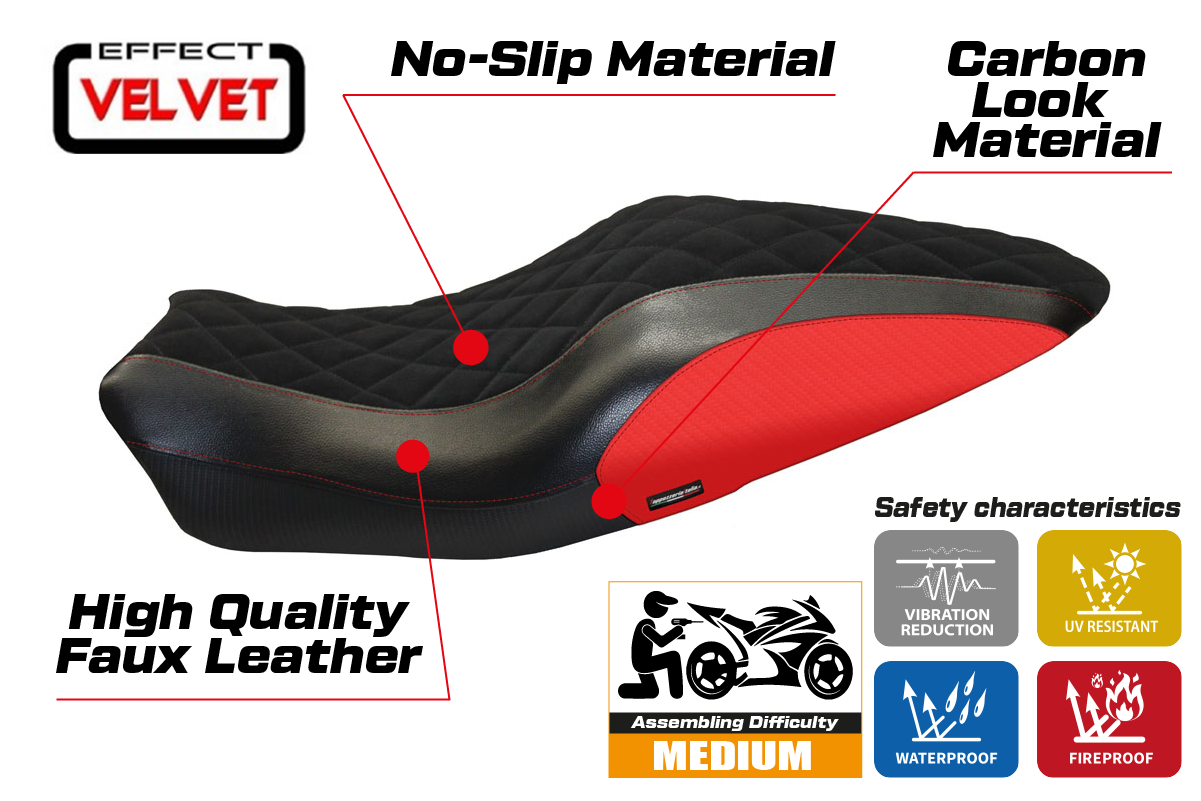 Seat cover compatible - Ducati Monster 821 / 1200 2014 - 2016 - mod Andorra Velvet