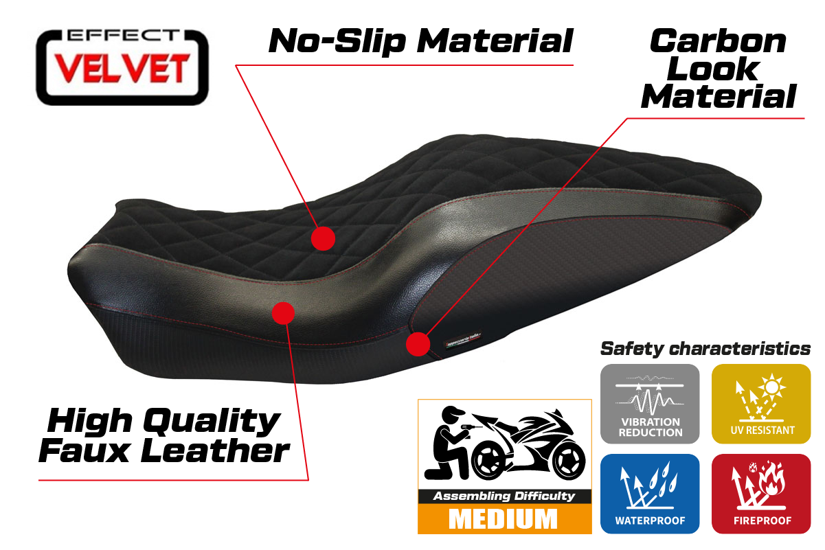 Seat cover compatible - Ducati Monster 821 / 1200 2014 - 2016 - mod Andorra Velvet