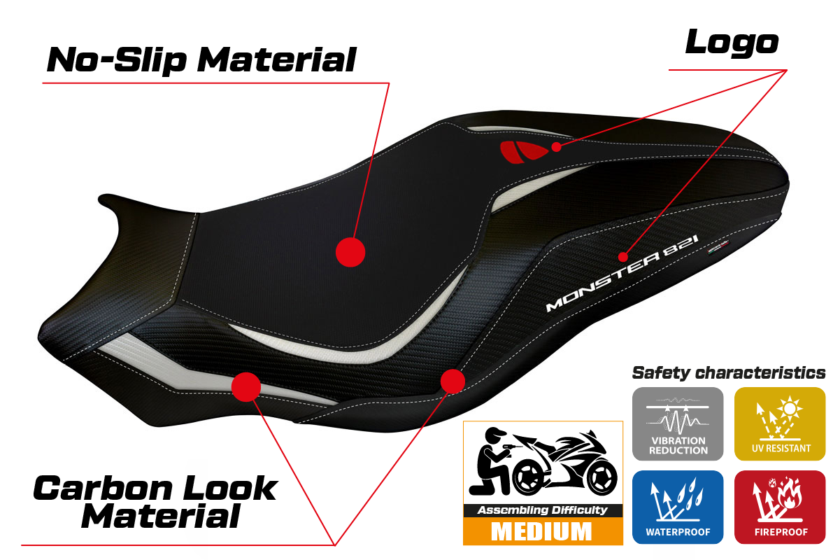 Seat cover compatible - Ducati Monster 821 / 1200 2017 - 2020 - mod Lipsia 1