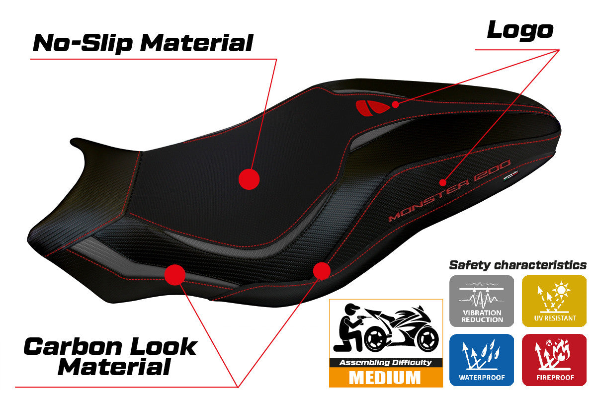 Seat cover compatible - Ducati Monster 821 / 1200 2017 - 2020 - mod Lipsia 1