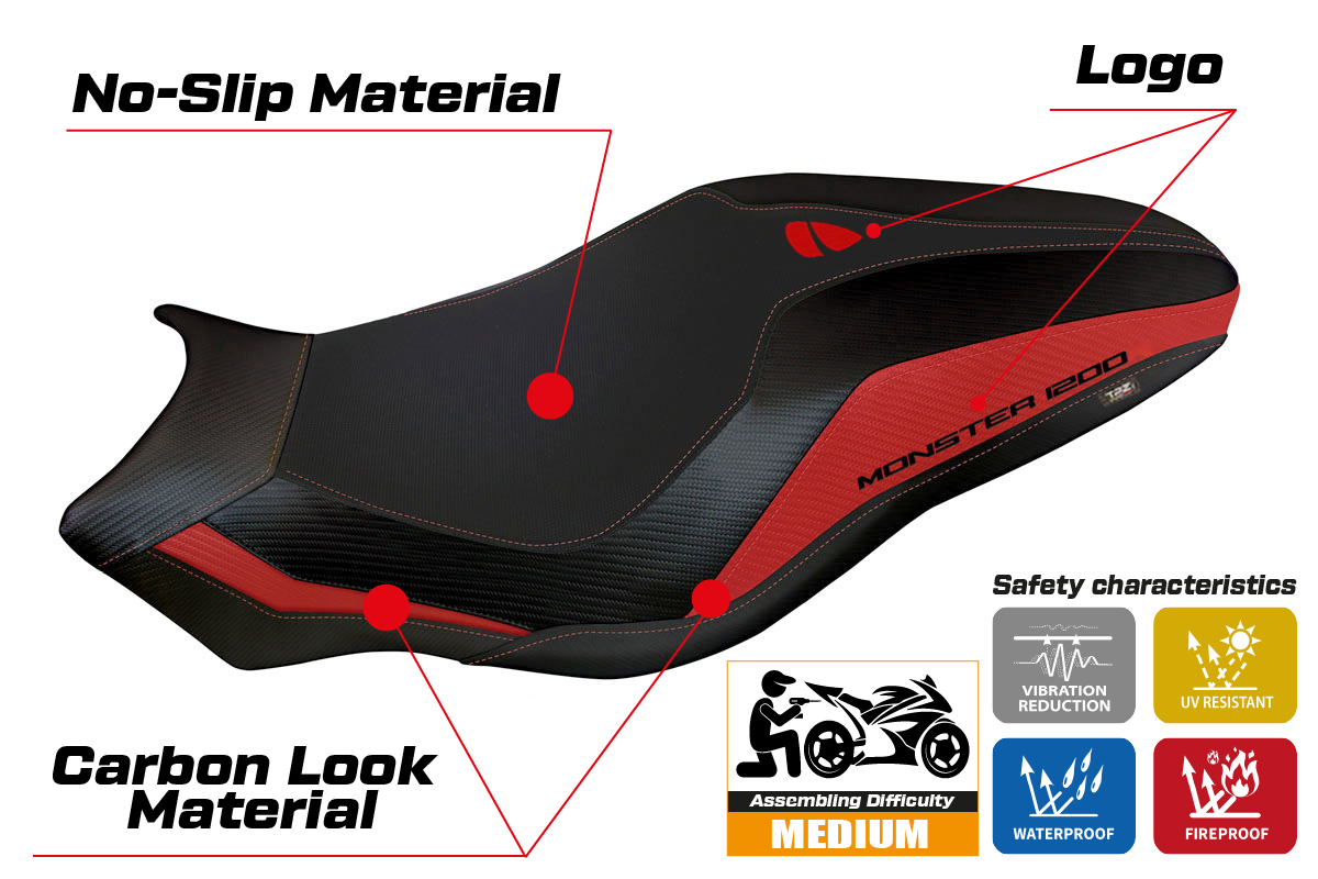 Seat cover compatible - Ducati Monster 821 / 1200 2017 - 2020 - mod Lipsia 3