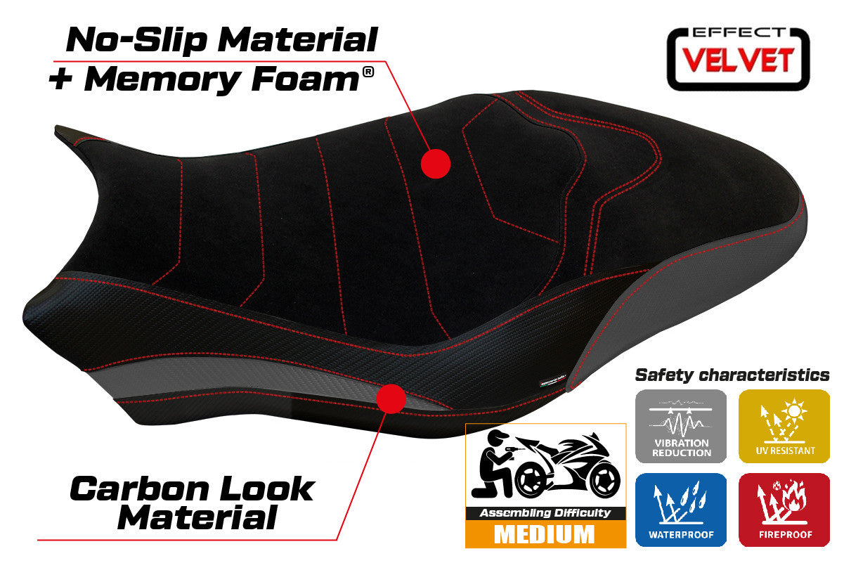 Seat cover compatible - Ducati Monster 821 / 1200 2017 - 2020 - mod Ovada 1 Velvet Comfort System