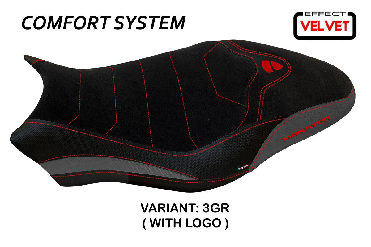Seat cover compatible - Ducati Monster 821 / 1200 2017 - 2020 - mod Ovada 1 Velvet Comfort System