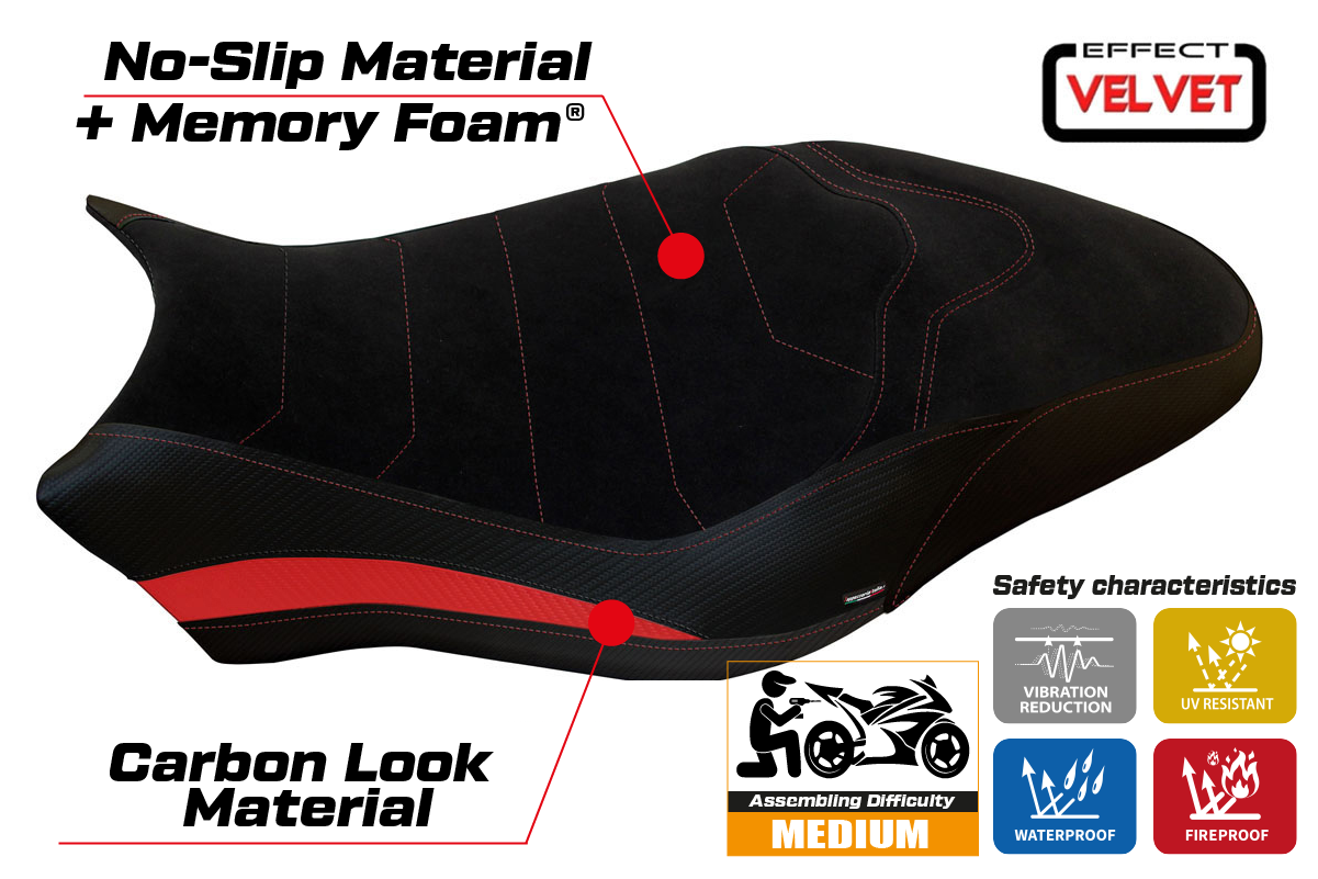 Seat cover compatible - Ducati Monster 821 / 1200 2017 - 2020 - mod Ovada 2 Velvet Comfort System