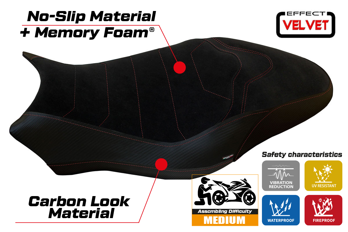 Seat cover compatible - Ducati Monster 821 / 1200 2017 - 2020 - mod Ovada 2 Velvet Comfort System