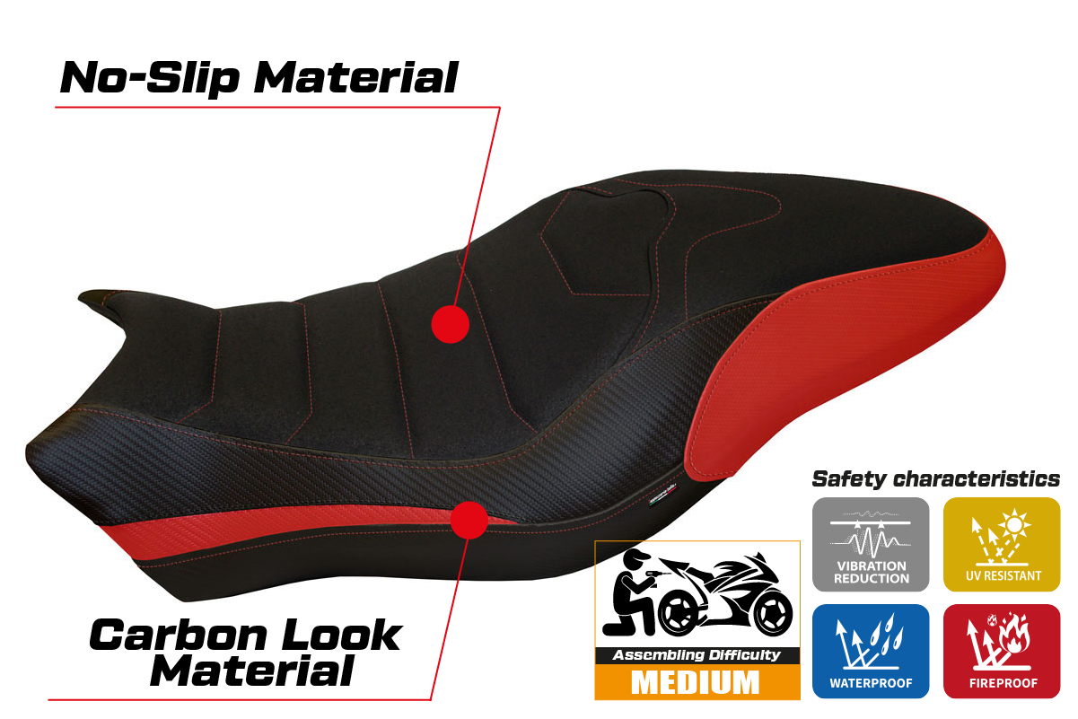 Seat cover compatible - Ducati Monster 821 / 1200 2017 - 2020 - mod Piombino 1 Ultragrip