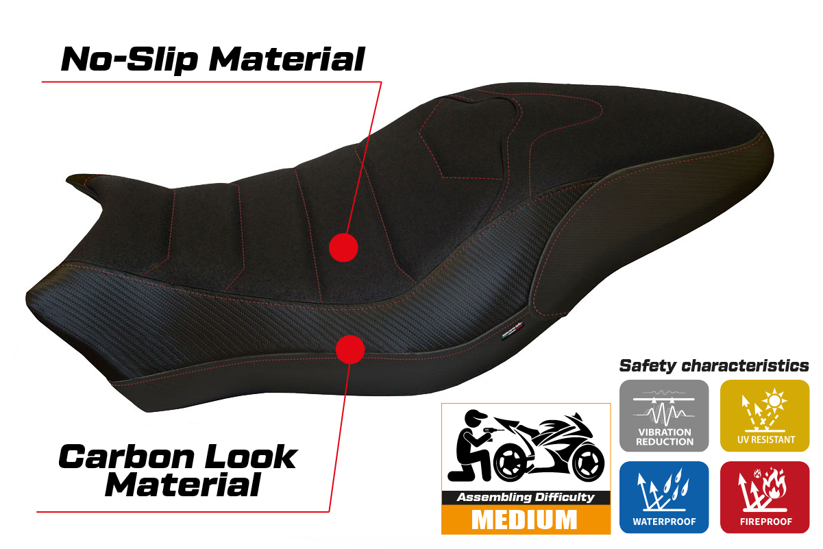 Seat cover compatible - Ducati Monster 821 / 1200 2017 - 2020 - mod Piombino 2 Ultragrip