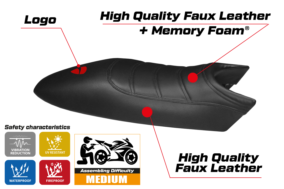 Seat cover compatible - Ducati Monster 1994 - 2007 - mod Total Black Comfort System