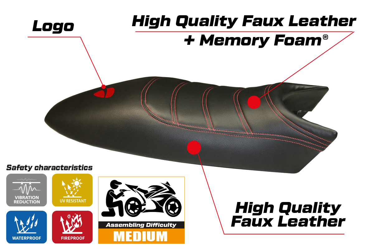 Seat cover compatible - Ducati Monster 1994 - 2007 - mod Total Black Comfort System