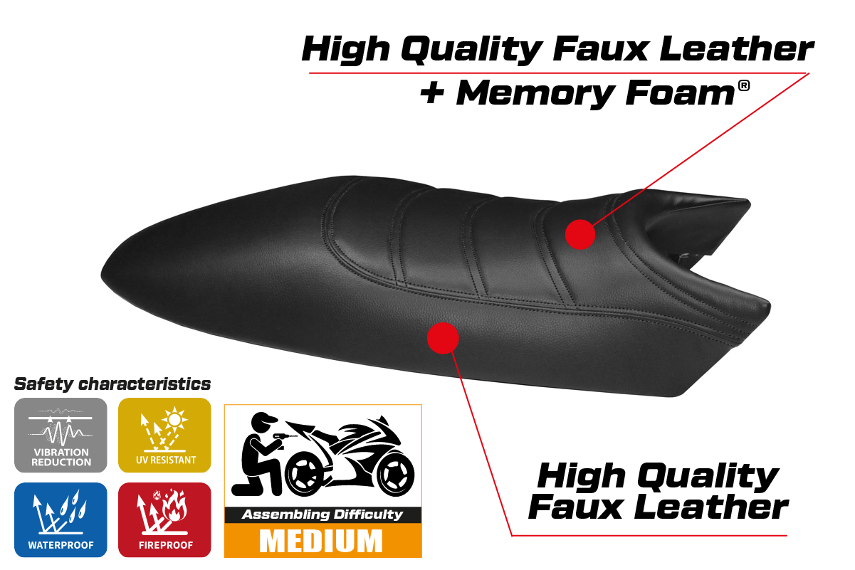 Seat cover compatible - Ducati Monster 1994 - 2007 - mod Total Black Comfort System