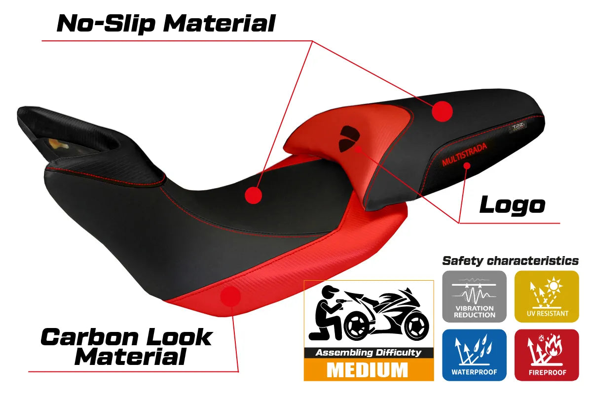 Seat cover compatible - Ducati Multistrada 1200 2010 - 2011 - mod Noto 3