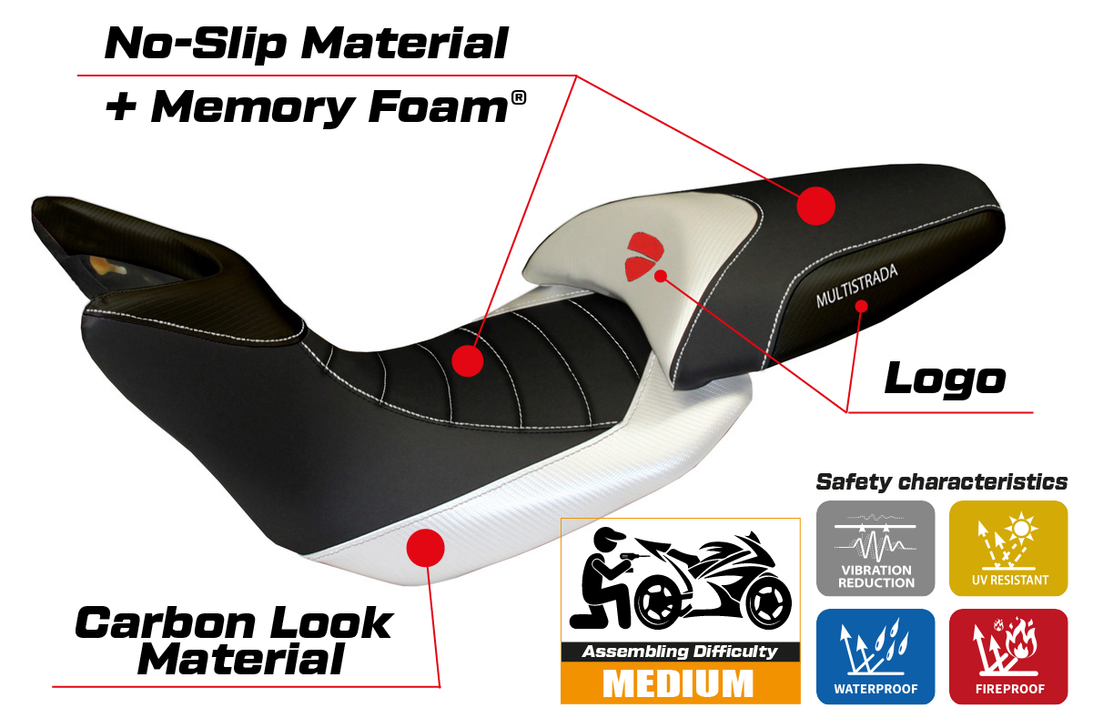 Seat cover compatible - Ducati Multistrada 1200 2012 - 2014 - mod Noto Comfort System