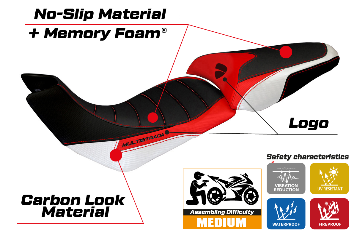 Seat cover compatible - Ducati Multistrada 1200 2012 - 2014 - mod Trinacria Special Color Comfort System