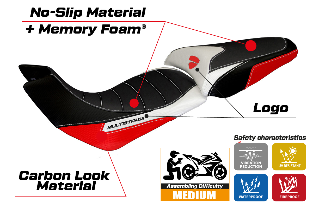 Seat cover compatible - Ducati Multistrada 1200 2012 - 2014 - mod Trinacria Special Color Comfort System